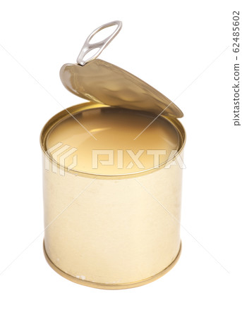 Condensed milk in tin can over white background Condensed milk in tin can over white background 62485602