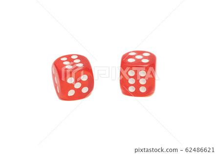 Two red dice isolated on white Two red dice isolated on white 62486621