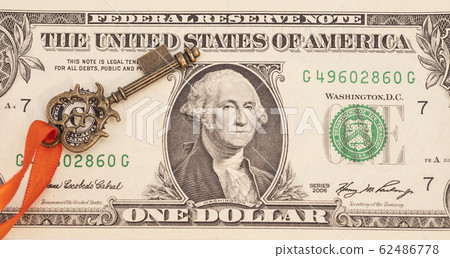 Key to success on one dollar banknote 62486778