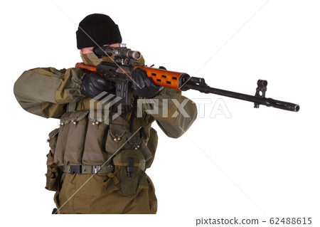 insurgent sniper in russian type of uniform with 62488615
