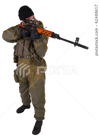 insurgent sniper in russian type of uniform with 62488617