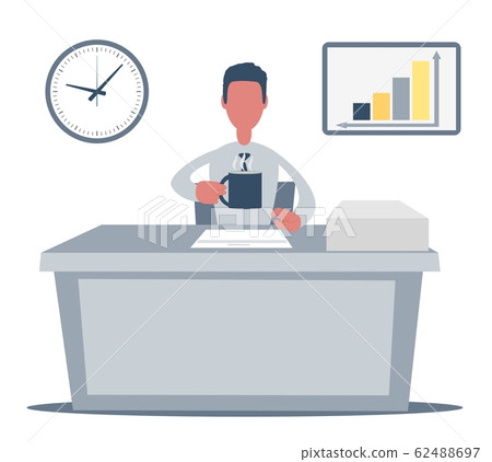 Business man entrepreneur working on his clean and sleek office desk. Business man entrepreneur working on his clean and sleek office desk. 62488697