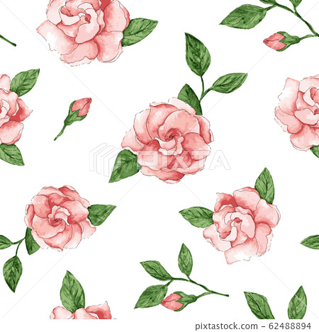 Seamless pattern with watercolor floral - Stock Illustration [62488894 ...