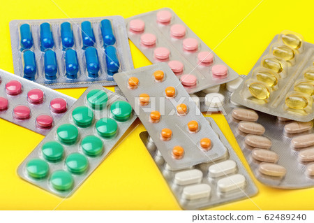 colorful pharmaceutical medication and medicine pills in packs colorful pharmaceutical medication and medicine pills in packs 62489240