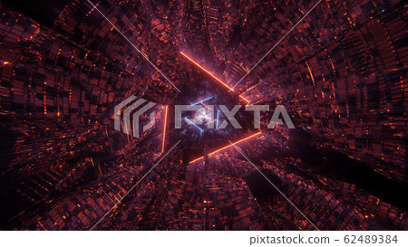 3d illustration background wallpaper with shiny glowing triangle neon design graphic artwork, futuristic abstract neon eye 62489384