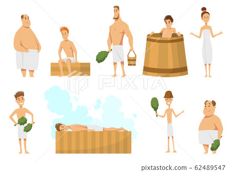 Collection of people bathing in sauna or banya... - Stock Illustration  [62489547] - PIXTA