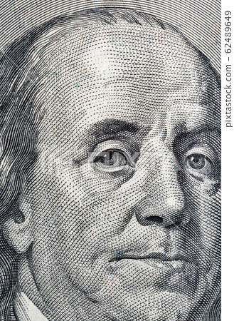 US President Benjamin Franklin portrait macro US President Benjamin Franklin portrait macro 62489649