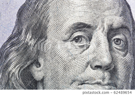 US President Benjamin Franklin portrait macro 62489654