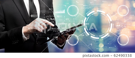 Tech circle with businessman 62490338