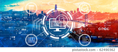 Document management system concept with the Bay Bridge in San Francisco 62490362