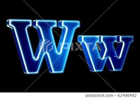 Letters W with hologram effect, 3D rendering - Stock Illustration ...