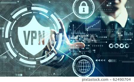 VPN concept with businessman VPN concept with businessman 62490704