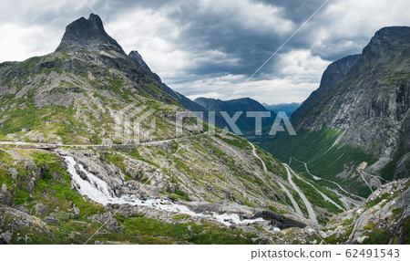 Norwegian mountain summer landscape in Trollstigen 62491543