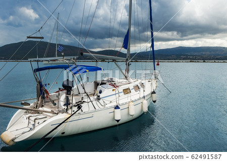 Greek yacht sailing to Lefkada island in Greece 62491587