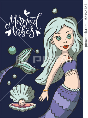 Lettering vector mermaid vector card. Lettering vector mermaid vector card. 62492121