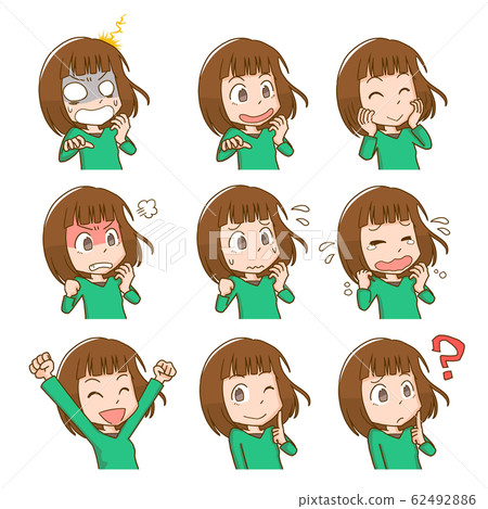 Female upper body facial expression emotional... - Stock Illustration ...