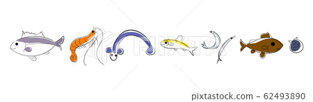 Shishido Lake Heptathlon Fish Vector Illustration 7 species side by side 62493890