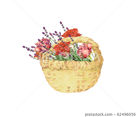 Rose and lavender flower basket 62496056