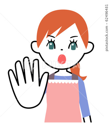 Young Mom With One Hand Saying No - Stock Illustration [62496481] - PIXTA