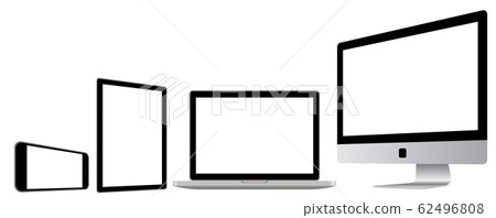 筆記本電腦,智能手機和平板電腦具有空白頁白色背景 筆記本電腦,智能手機和平板電腦具有空白頁白色背景 62496808