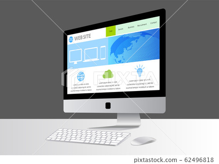 Desktop PC displaying web page-gray background - Stock Illustration ...