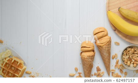 Top view of summer dessert with peanut butter 62497157