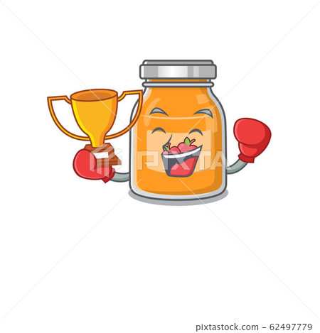 fantastic Boxing winner of apple jam in mascot cartoon design fantastic Boxing winner of apple jam in mascot cartoon design 62497779