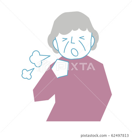 Coughing old woman - Stock Illustration [62497813] - PIXTA