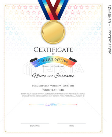 Certificate template in sport theme with border frame, Diploma design 62499425