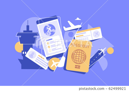 Book flight online concept. Idea of travel and tourism. Planning trip online. Buy ticket on plane in the app Book flight online concept. Idea of travel and tourism. Planning trip online. Buy ticket on plane in the app 62499921