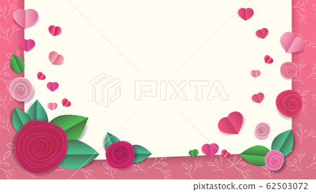 Love Spring greeting banner with paper flowers and Love Spring greeting banner with paper flowers and 62503072