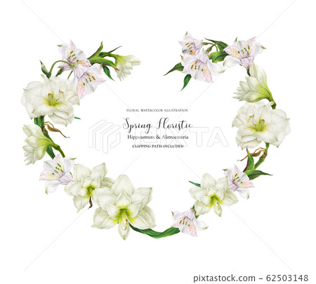 Bridal heart shape wreath with white flowers 62503148