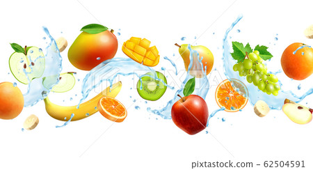 Realistic Horizontal Fruits Background Realistic Horizontal Fruits Background 62504591