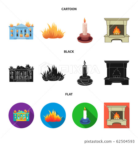 Isolated object of fire and flame icon. Collection of fire and fireball stock symbol for web. 62504593