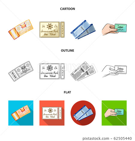 Isolated object of ticket and movie icon. Set of ticket and concert stock vector illustration. 62505440