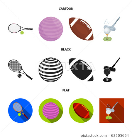 Vector illustration of ball and soccer sign. Collection of ball and basketball stock vector illustration. 62505664
