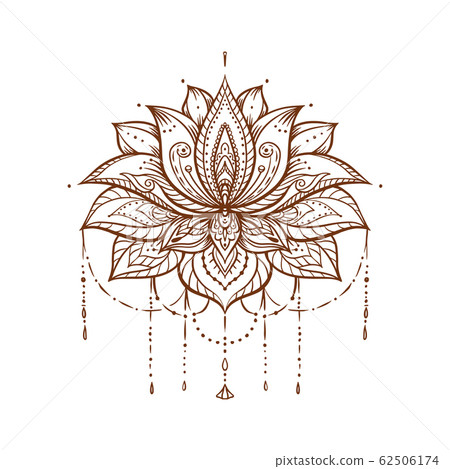 Ornate Lotus flower. Ayurveda symbol of harmony Ornate Lotus flower. Ayurveda symbol of harmony 62506174