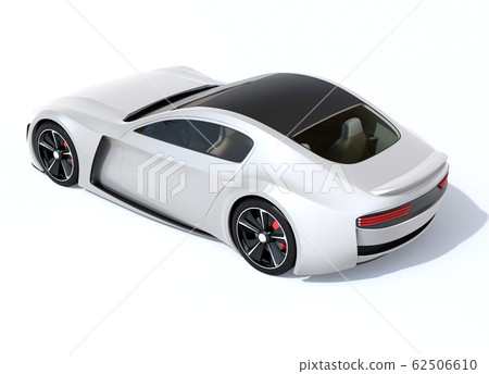 Rear image of silver electric sports coupe on white background 62506610