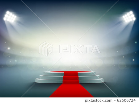 Round stage or podium with a red carpet Round stage or podium with a red carpet 62506724