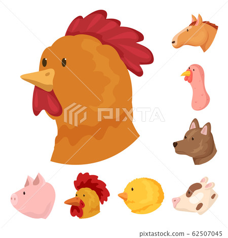 Vector illustration of farm and head sign. Set of farm and homemade stock symbol for web. Vector illustration of farm and head sign. Set of farm and homemade stock symbol for web. 62507045