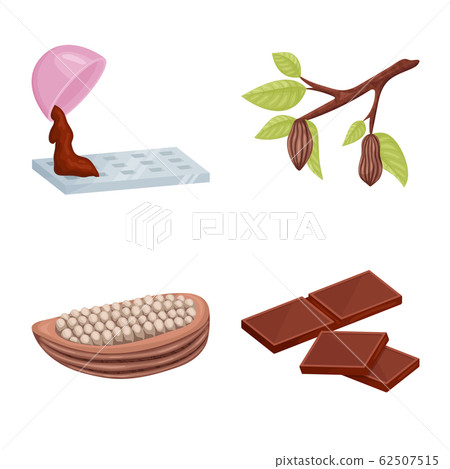 Vector design of cocoa and beans sign. Collection of cocoa and sweetness stock symbol for web. 62507515