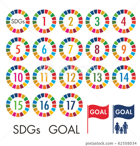 Image icons using the colors of each of the 17 goals of the SDGs Image icons using the colors of each of the 17 goals of the SDGs 62508034