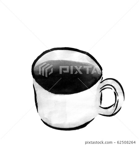 咖啡杯裡的咖啡（墨水的手繪插圖） 62508264