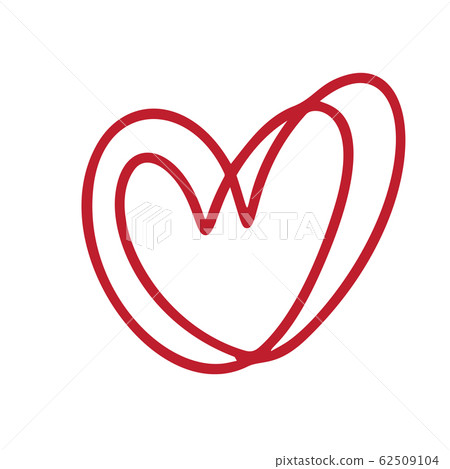 Two monoline red lovers heart. Valentine card handmade vector calligraphy. Decor for greeting card, photo overlays, t-shirt print, flyer, poster design 62509104