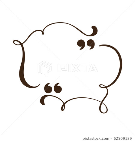 Calligraphic flourish quote bubble frame. Copy space vector quote box for greeting card. Blank template design quotation quotes symbols. Creative banner illustration 62509189
