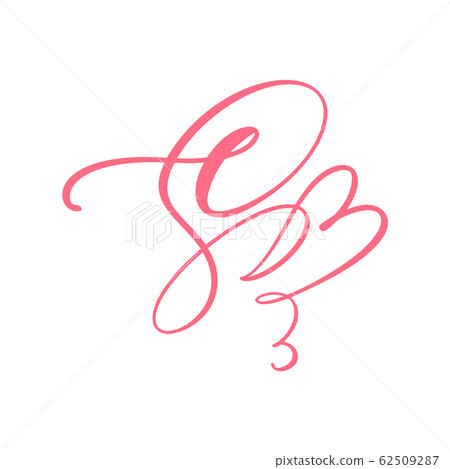 Vector Vintage floral monogram letter S. Calligraphy element heart logo Valentine card flourish frame. Hand drawn Love sign for page decoration and design illustration 62509287