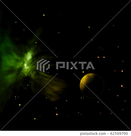 Planet in a space against stars. 3D rendering. Planet in a space against stars. 3D rendering. 62509700