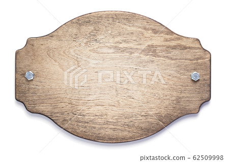 wooden nameplate or wall sign isolated at white 62509998