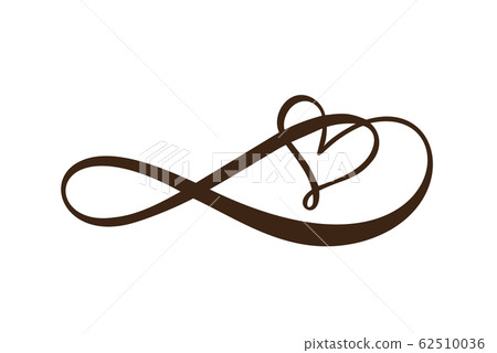 Heart love logo with Infinity sign. Design flourish element for valentine card. Vector illustration. Romantic symbol wedding. Template for t shirt, banner, poster Heart love logo with Infinity sign. Design flourish element for valentine card. Vector illustration. Romantic symbol wedding. Template for t shirt, banner, poster 62510036