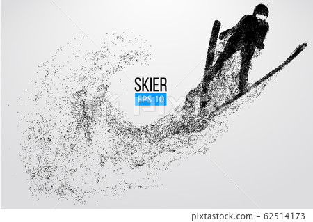 Silhouette of a skier jumping isolated. Background and text on a separate layer, color can be changed in one click. Vector illustration Silhouette of a skier jumping isolated. Background and text on a separate layer, color can be changed in one click. Vector illustration 62514173